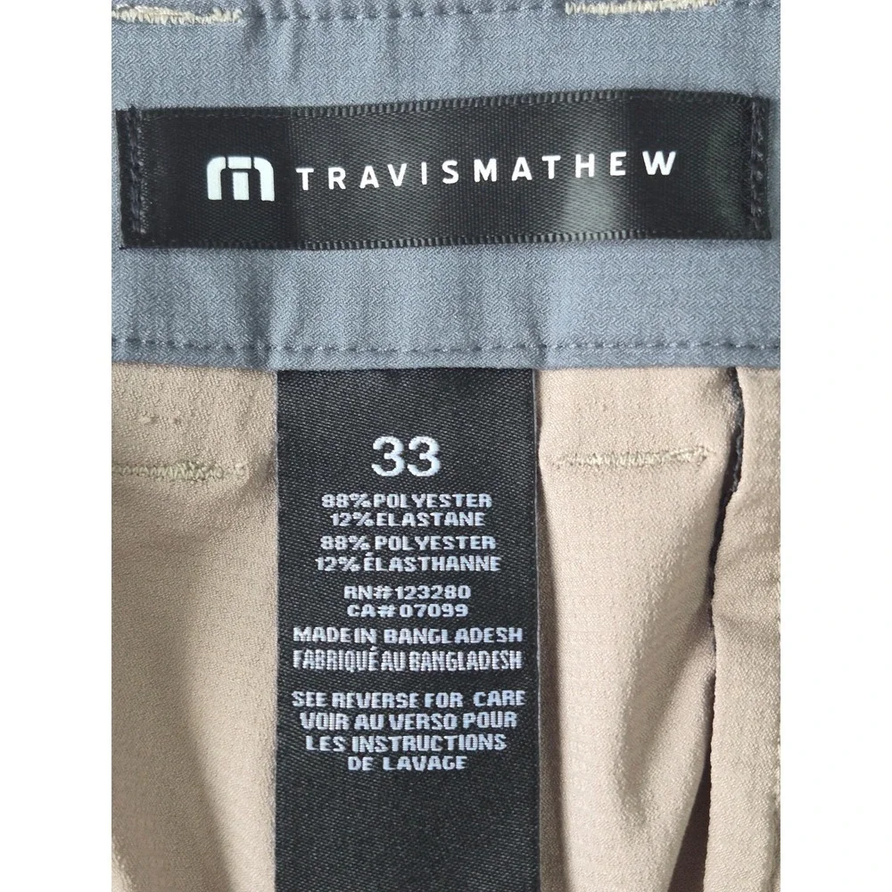TravisMathew Golf Shorts Mens 33 Beige Stretch Performance Casual Flat Front 10